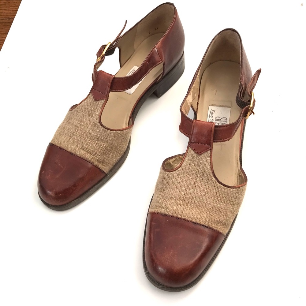 VINTAGE CANVAS AND LEATHER SHOES